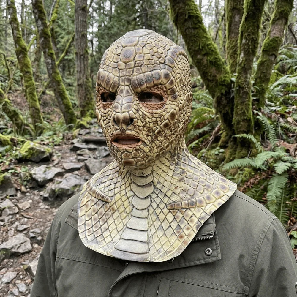 Creative Realistic Snake Monster Mask Scary Soft Snake Skin Headgear Reptile Texture Latex Ghost Monster Mask - product image 1