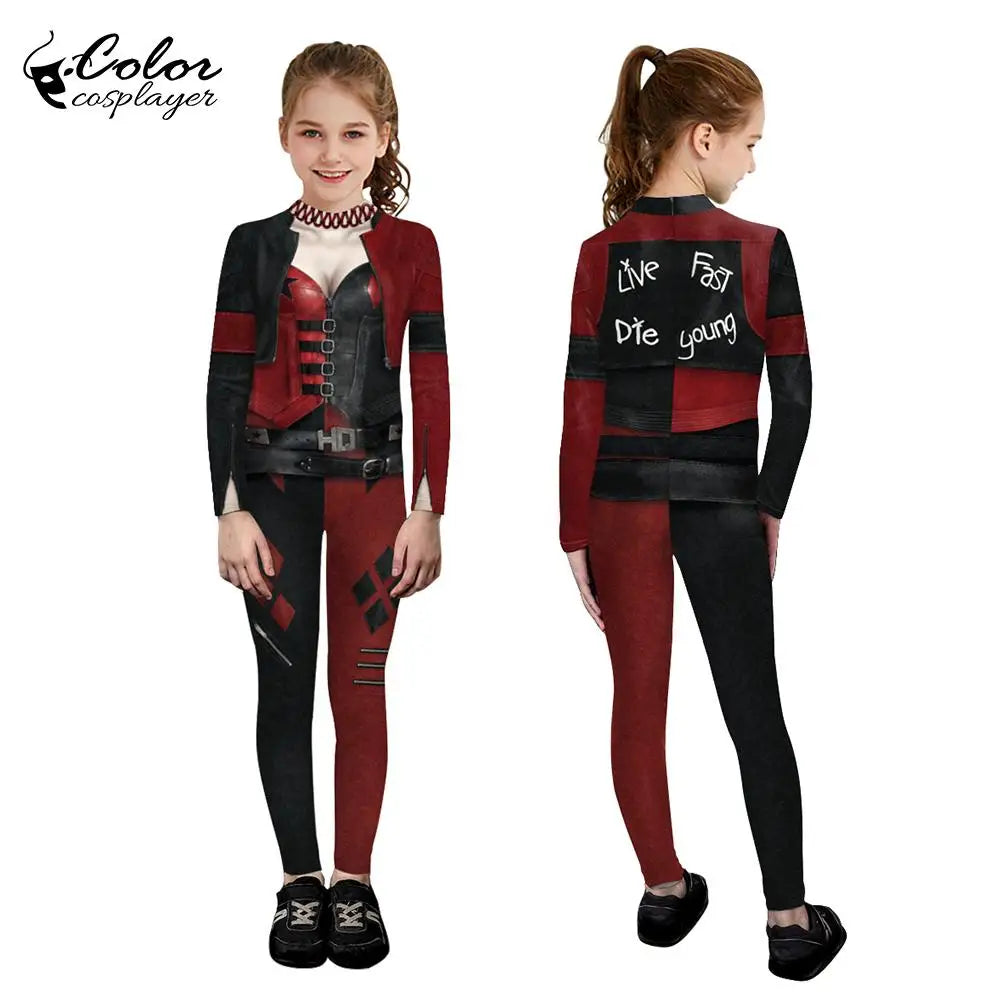 Color Cosplayer Clown Jumpsuit Hero Costume Halloween Dress Suit Leggings Sleeve Bodysuit - jumpsuit06 / L
