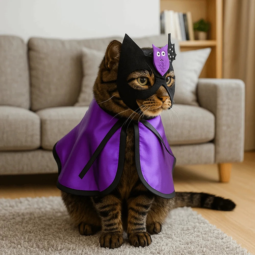 Pet Wizard Adjustable Dog Decorative Bat Cloak Face Costume - alternate view 4
