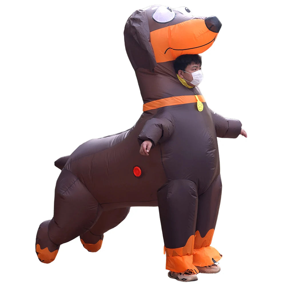 Cartoon Animal Character Inflatable Costume - Adult Cute Unique Standing Shark Inflatable for Halloween Christmas Party Play