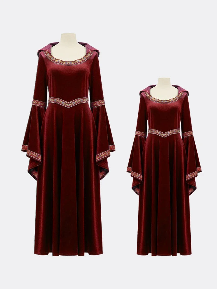 Medieval Retro Gothic Hoodie Witch Long Dress Women Halloween Victorian Vampire Wizard Devil Cosplay Party - product image 2
