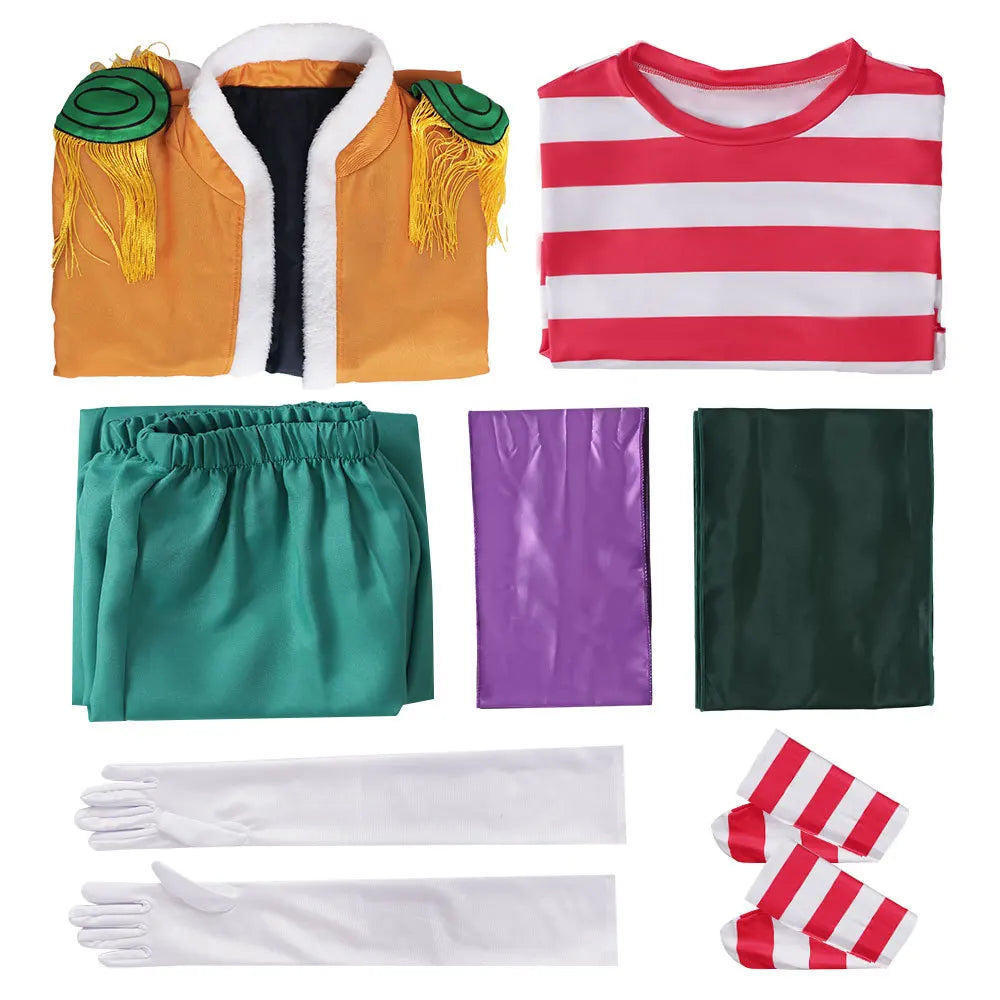 Anime Clown Buggy Costume Hat Pirate Buggy Orange Cloak Uniform Joker Full Set Halloween - Costume with Hat / XS