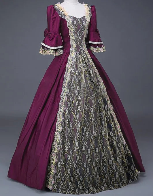 Halloween Costume for Adult Women's Palace Court Medieval Renaissance Retro Gothic - color 13 / 4XL