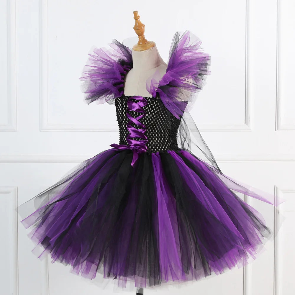 Kids' Witch for Girls Tutu Knee Dress Broom Pantyhose Outfit Girls dresses Hat - alternate view 3