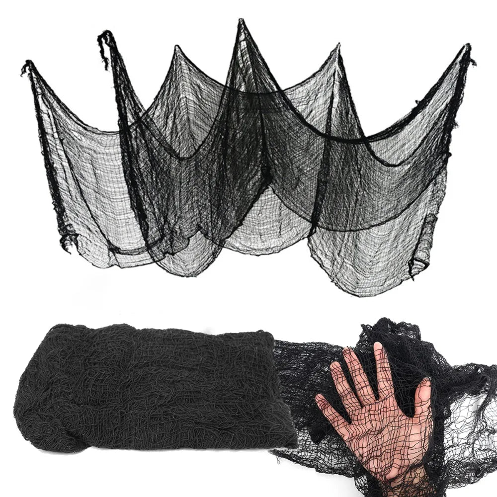 76x198cm Halloween Bloody Black Gauze Creepy Cloth Black for HorrorParty