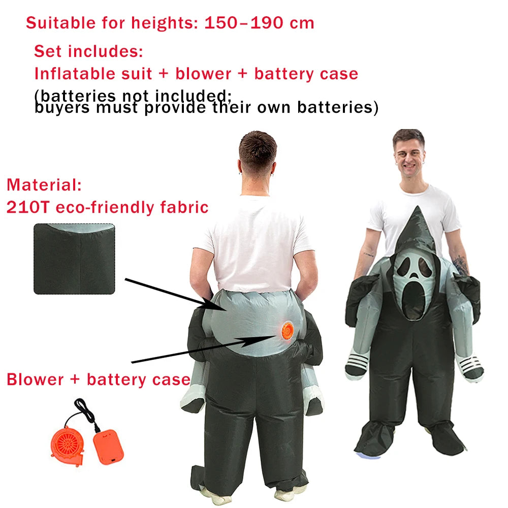 Halloween Ghost Inflatable Costume Scary Cosplay Outfit Ghost Back-Carry Pants Inflatable Cycling Carniva - product image 7
