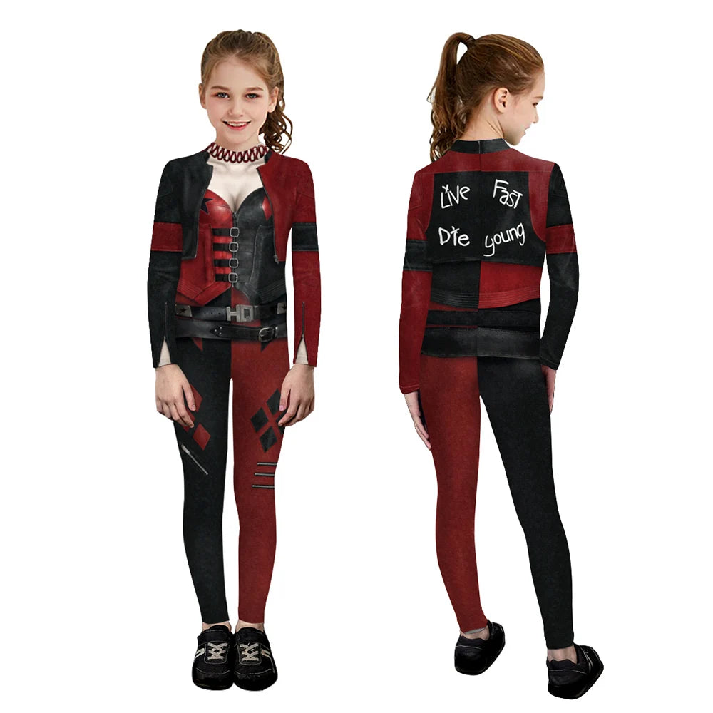 Color Cosplayer Clown Jumpsuit Hero Costume Halloween Dress Suit Leggings Sleeve Bodysuit - jumpsuit05 / L