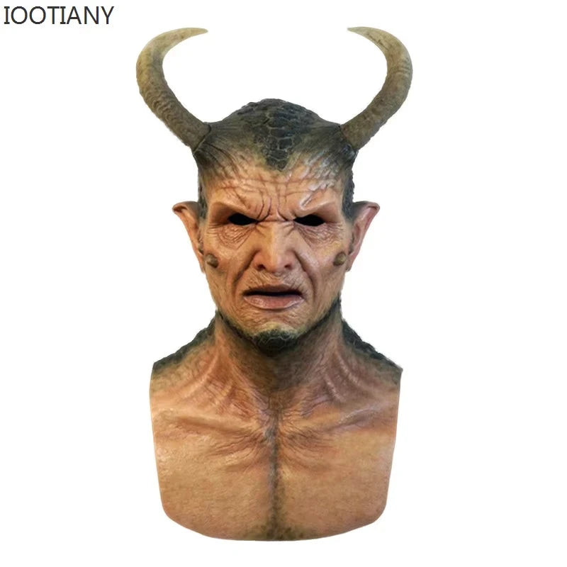 IOOTIANY the Demon Mask Mask with Horns Devil Latex Costume Props Masks Halloween - View 5