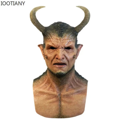 IOOTIANY the Demon Mask Mask with Horns Devil Latex Costume Props Masks Halloween - View 5