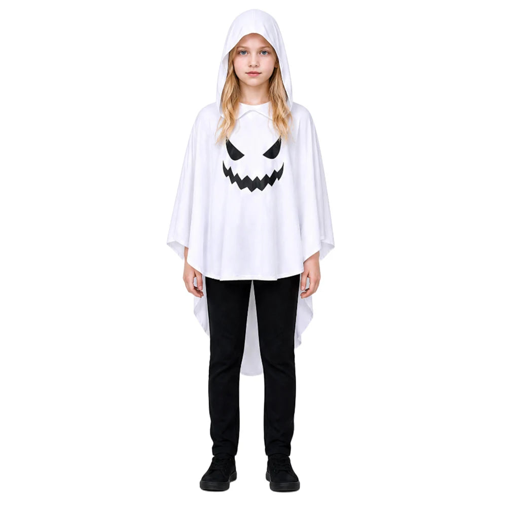 Halloween White Ghost Costume Glowing Hooded Cloak in The Dark Demon Shawl - product image 8