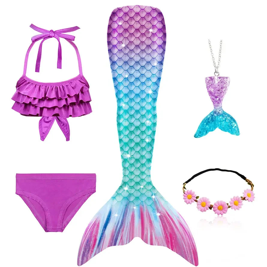 Mermaid Princess-Inspired Tail Memaid Swimsuit Bikini Bathing Suit Costume Girls Can