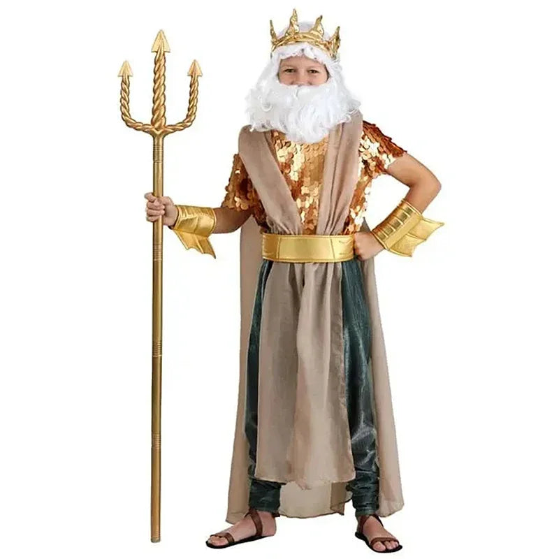 Kids Golden Greek Mythology God King of the Sea Halloween Costume Poseidon Costume for - Clothing / Height 105-115cm