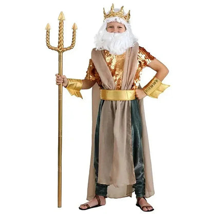 Kids Golden Greek Mythology God King of the Sea Halloween Costume Poseidon Costume for - Clothing / Height 105-115cm