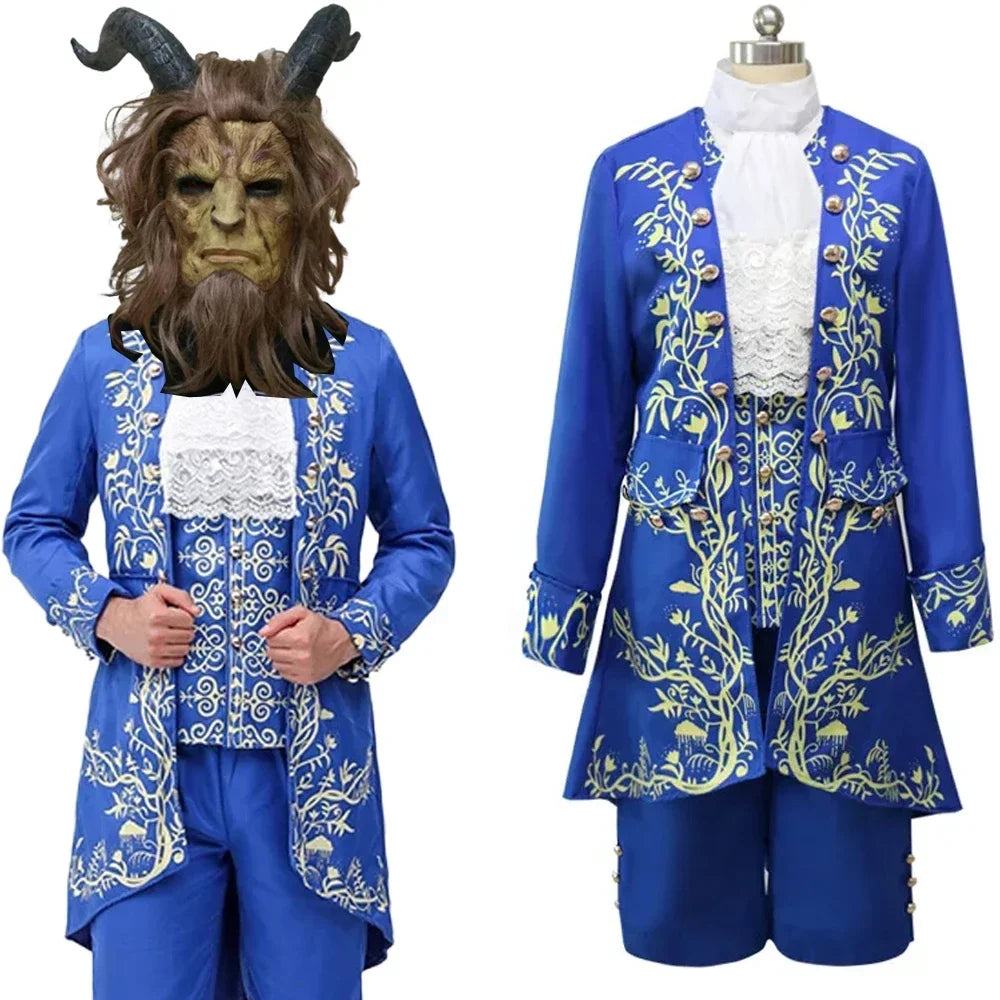Prince Adam Cospaly Costumes Anime the Beast Costume Cartoon Beauty and Suit Mask - Only Suits / S