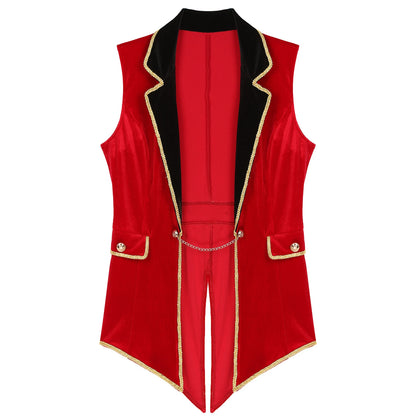 Men's Circus Ringmaster Tailcoat Sleeveless Vest Jacket Lion Tamer Costume - alternate view 6
