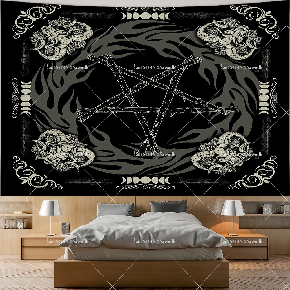 Pentagram Moon & Celtic Witchcraft Tapestry