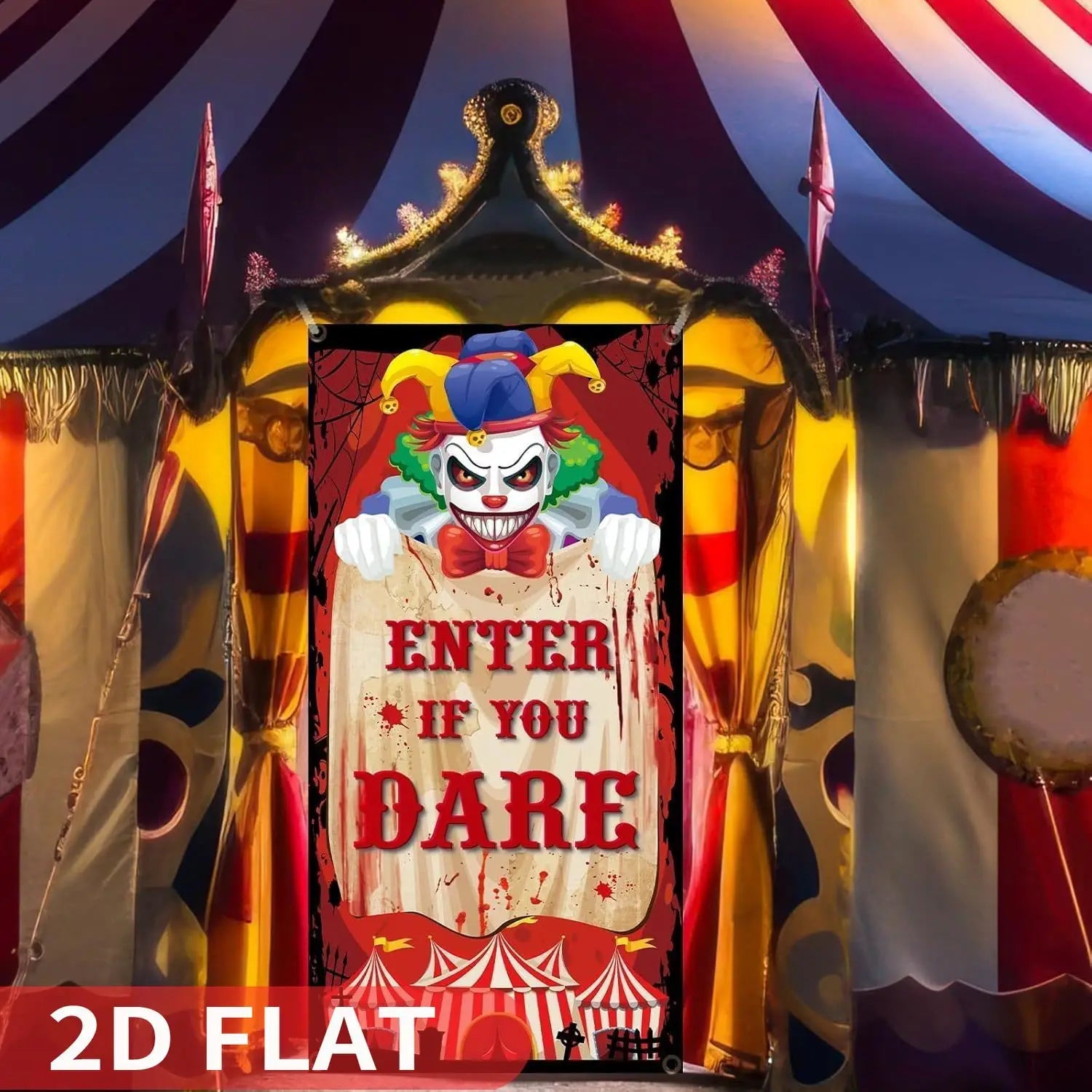 1-Piece 2d flat Halloween Evil Circus Decorative hanging ornaments, 90x180cm Door - product image 6