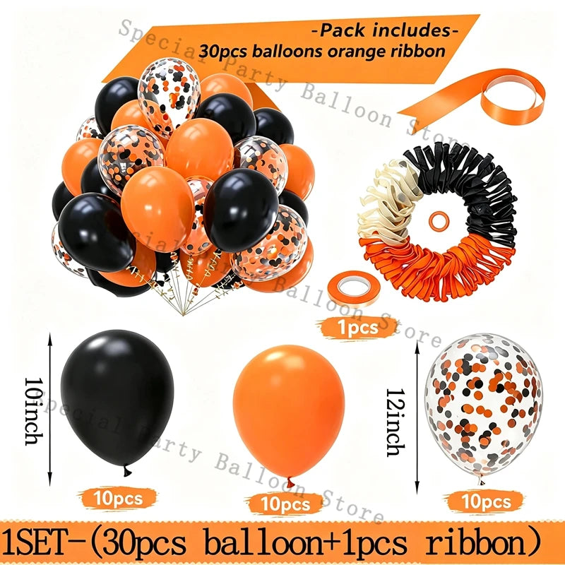Halloween Balloon Set 150 Pack Black Orange Confetti Filled Latex Balloons - product image 9