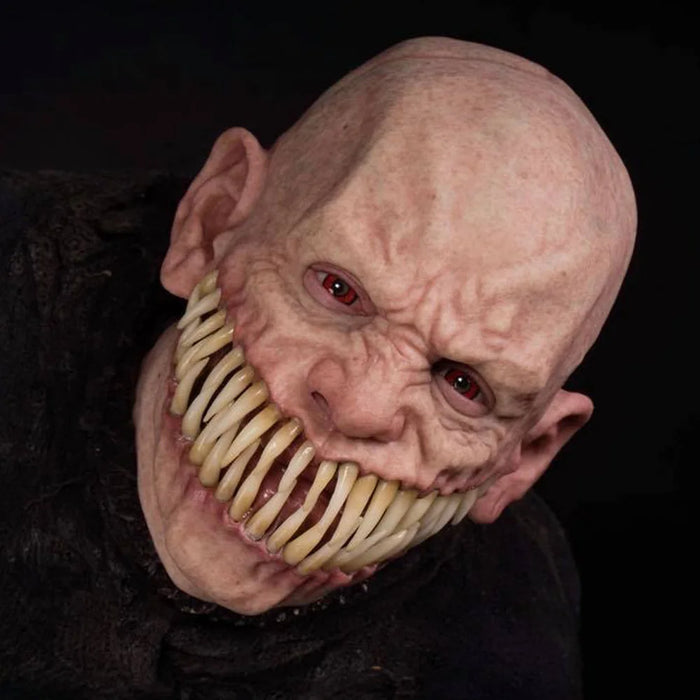 Demon Latex Mask Scary Devil Mutant With Realistic Long Teeth Costume