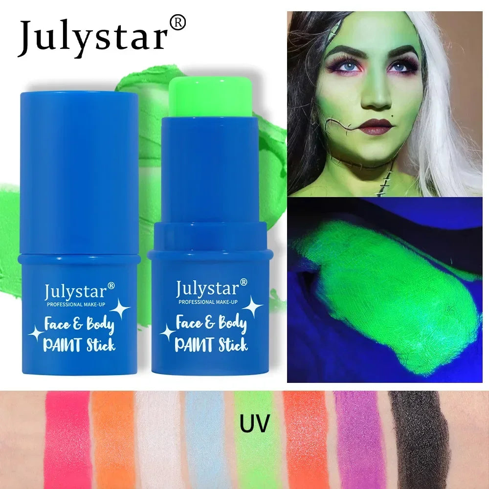 Halloween Face Body Painting Stick Cream Waterproof UV Light Neon Green Purple Pink Black White Paint Party - product image 6