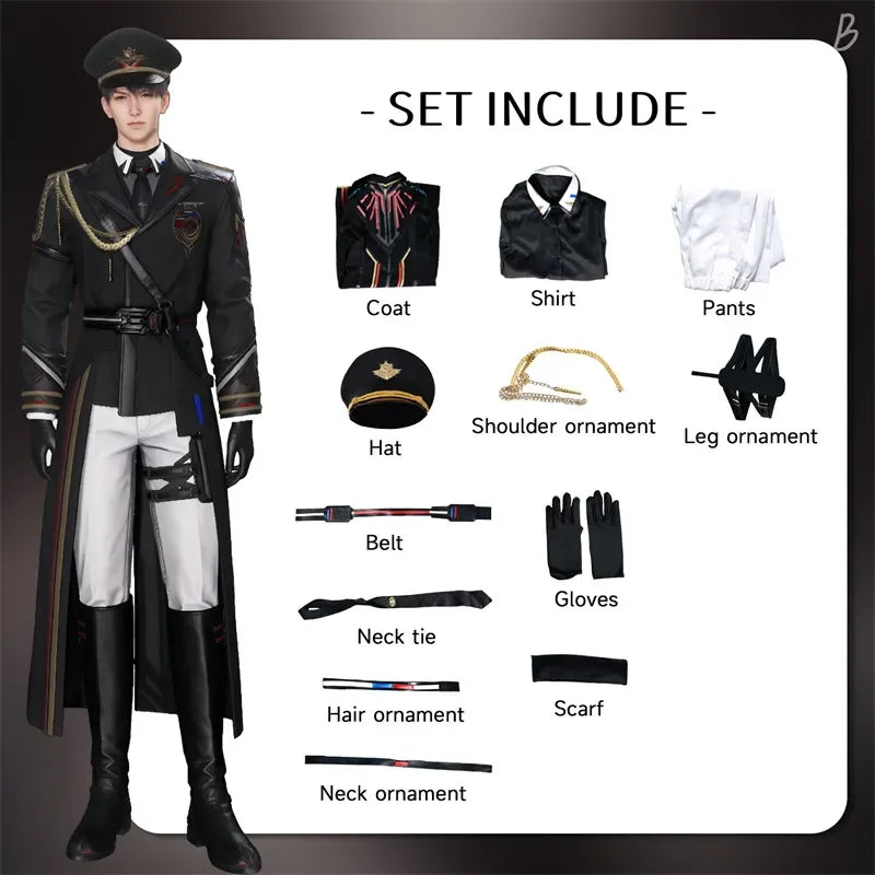 Love and Deepspace Caleb Costume Uniform Anime Halloween Adult Costumes Women Game - Wig / M