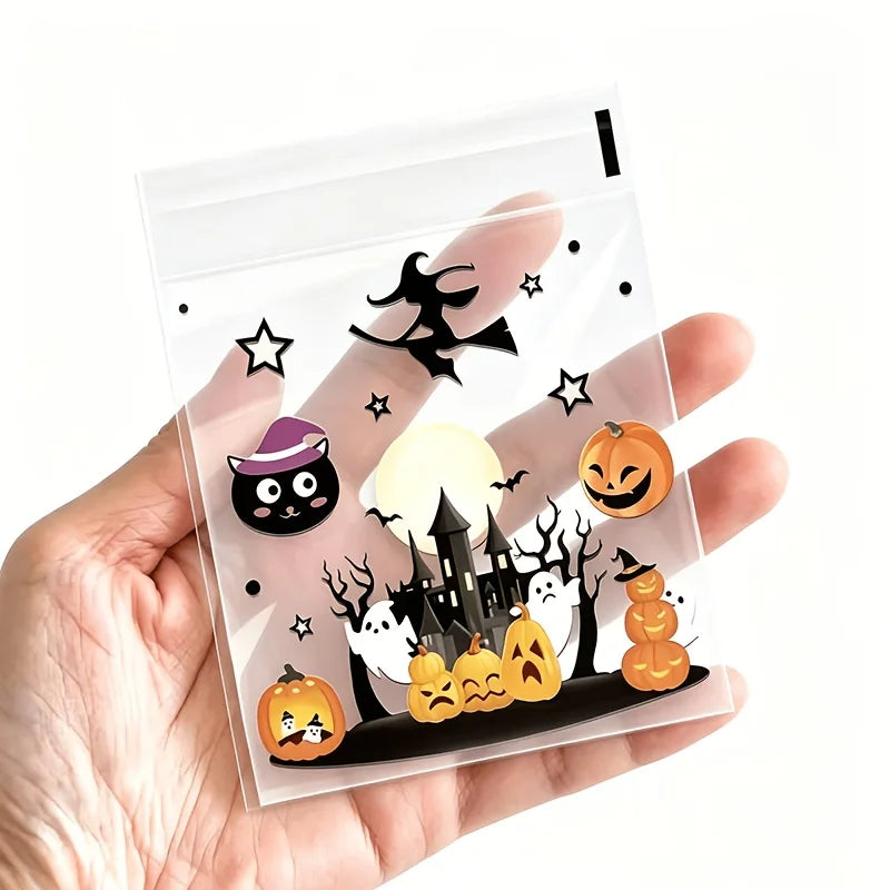 100-Pc Small Halloween Treat Bags Clear Self Adhesive Candy Bags - product image 5