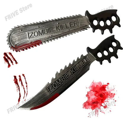 Halloween Realistic Machete Electric Saw Plastic Chainsaw Machete with Blood