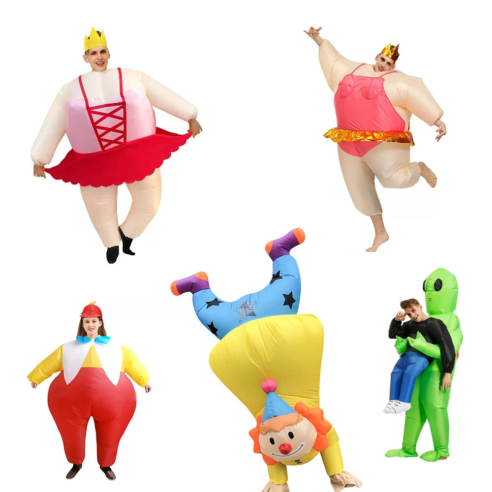Adult Halloween Costume Handstand Clown Inflatable Costume Blow Up Pig Outfit Dress Ballet - Yellow / Adult 59.1–76.8 in (150–195 cm)