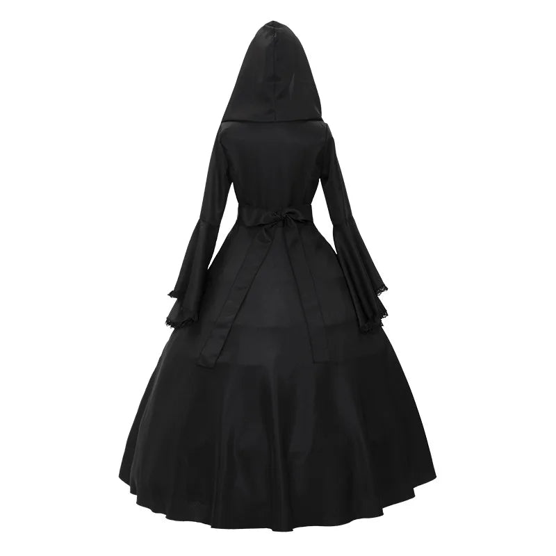 Halloween Costume Sleeve Bell Sleeve Dress Retro Renaissance Gothic Costume Medieval Dress - red / M