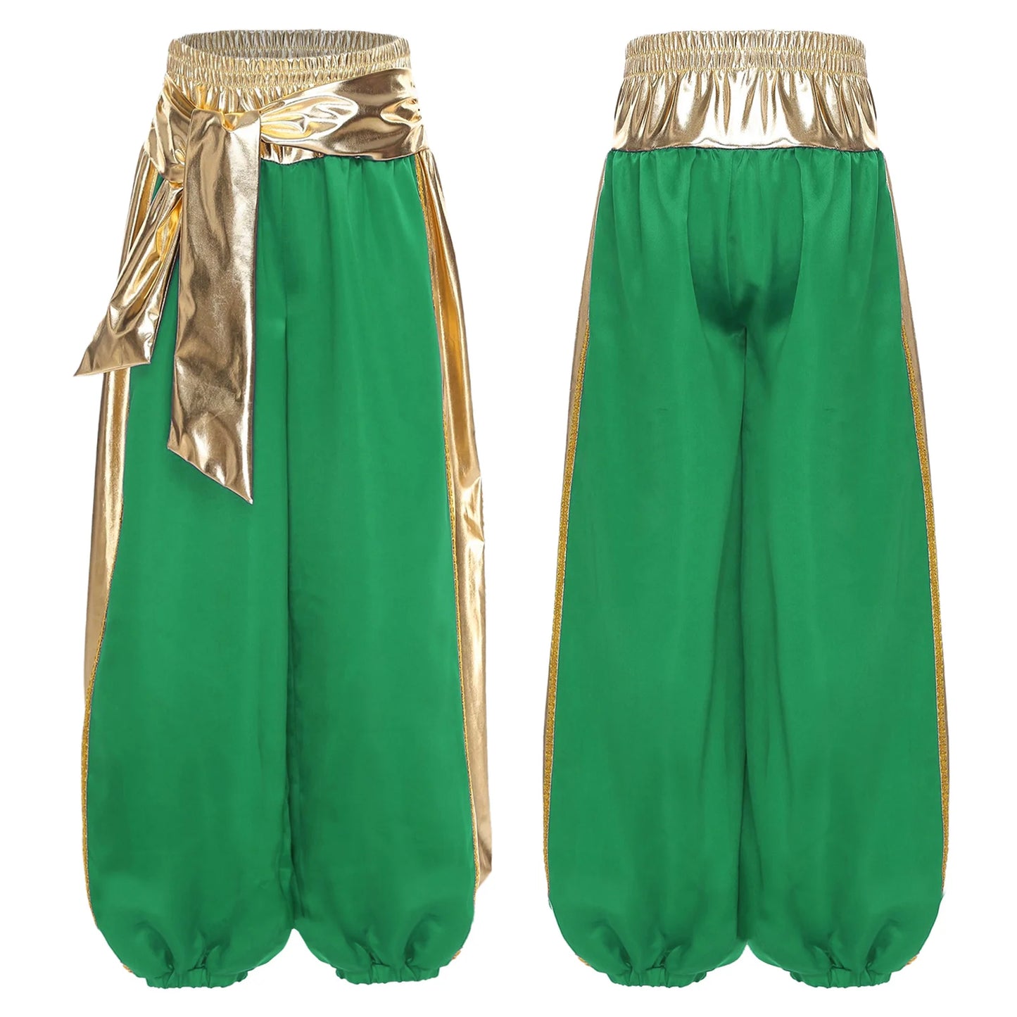 Kids' Arab Prince Satin Dhoti Pants Elastic Waistband Loose Baggy Trousers Costume - alternate view 14