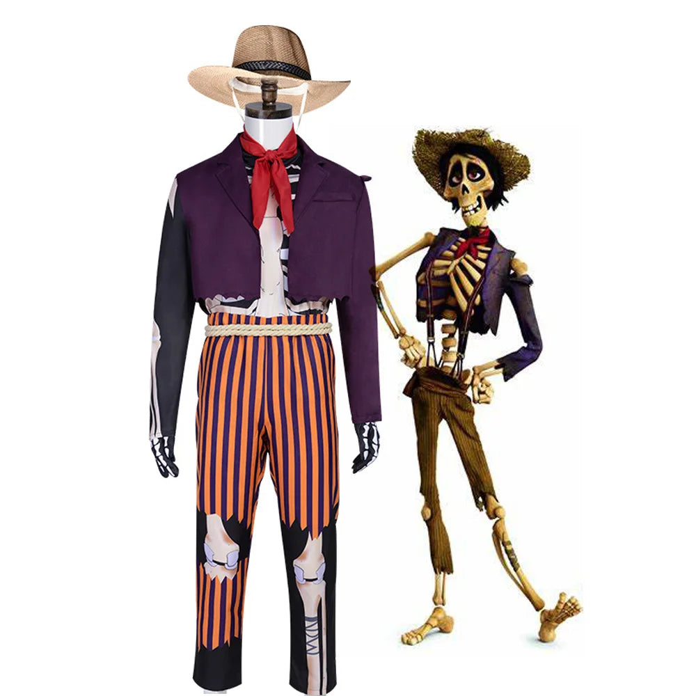 Hector Rivera Ghost Musician Purple Jacket Skull T shirt Suit Cosplay Suit SkeletonHalloween