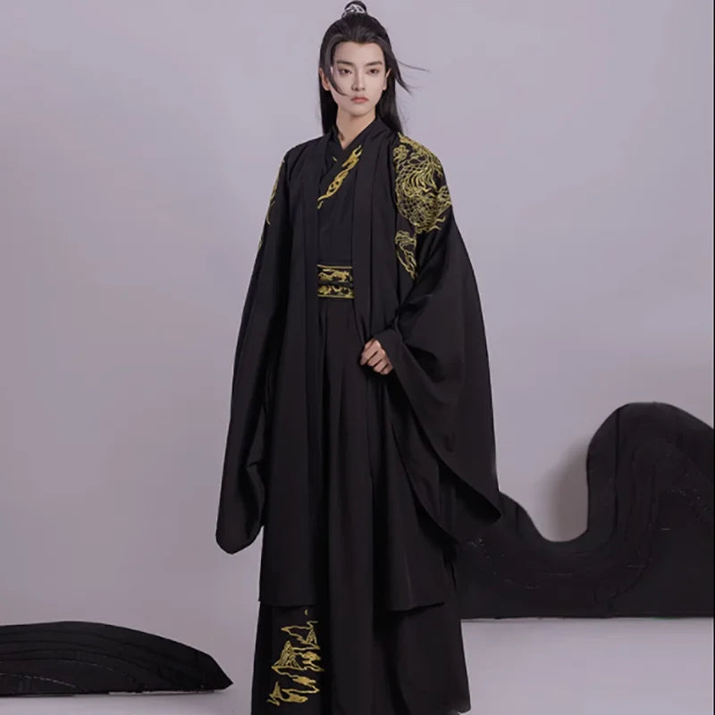 Hanfu Men Chinese Traditional Costume Ancient Hanfu Sets Male Halloween Costume Hanfu - as picture / XL