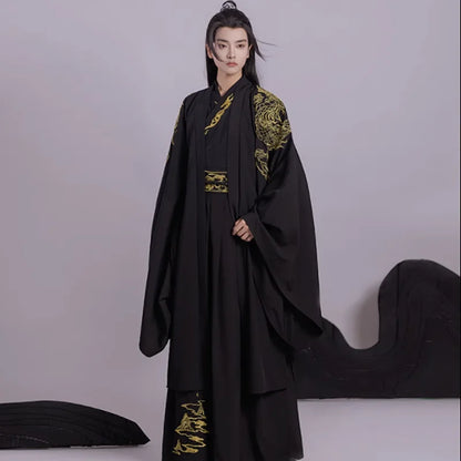 Hanfu Men Chinese Traditional Costume Ancient Hanfu Sets Male Halloween Costume Hanfu - as picture / XL
