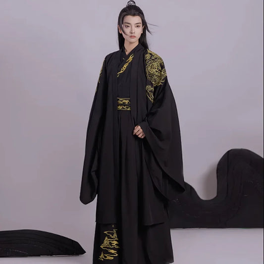 Hanfu Men Chinese Traditional Costume Ancient Hanfu Sets Male Halloween Costume Hanfu - as picture / XL