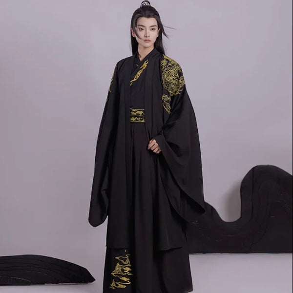 Hanfu Men Chinese Traditional Costume Ancient Hanfu Sets Male Halloween Costume Hanfu - as picture / XL