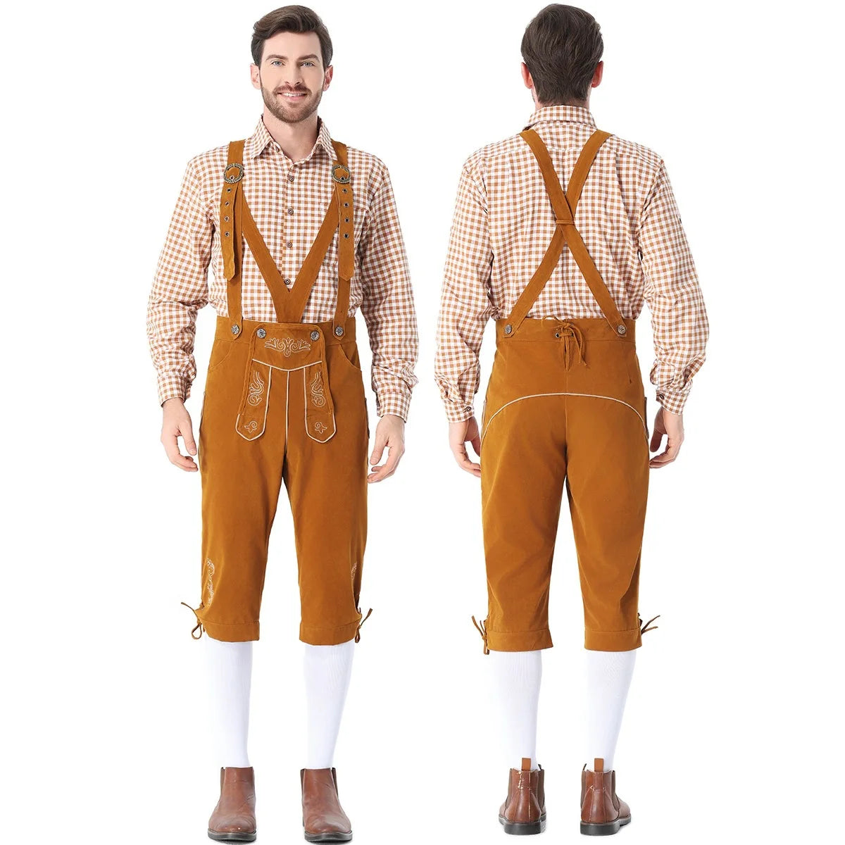 Men's Outfit Bavarian German Beer Festival Suspenders Short Sleeve Costume - alternate view 12