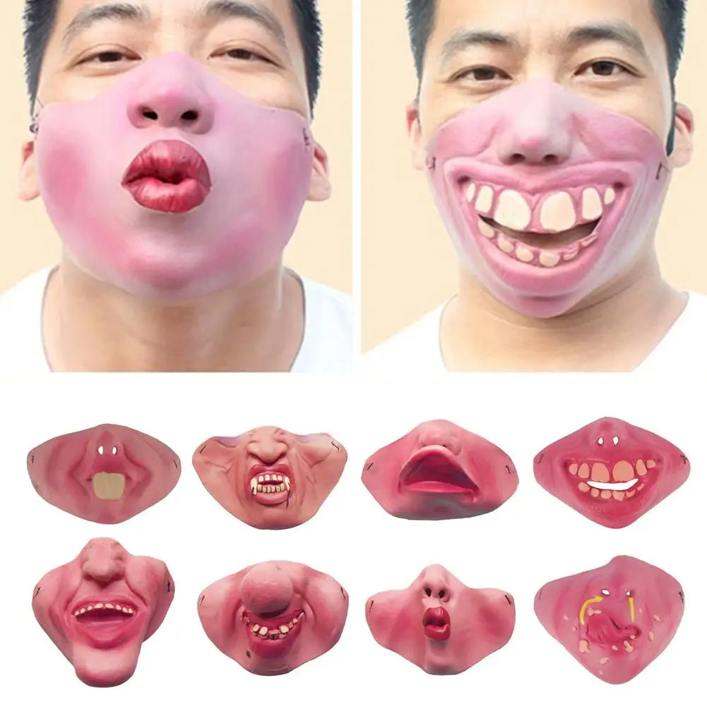 Unique Half-face Clown Mask Latex Costume Props Humorous Elastic Band Horrible Scary Masks - H