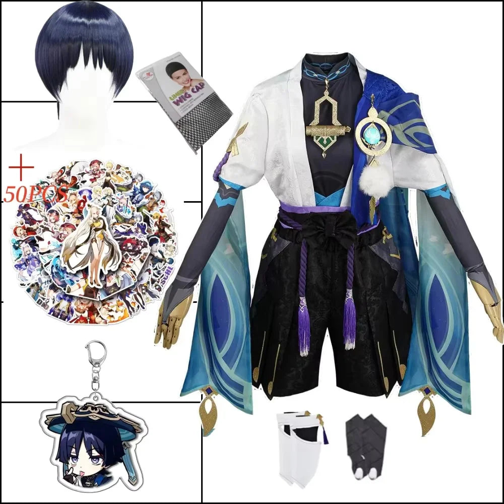 Scaramouche Kunikuzushi Balladeer Wanderer Costume Suit Hat Halloween Costume Anime for - A5Costume wig hat / M