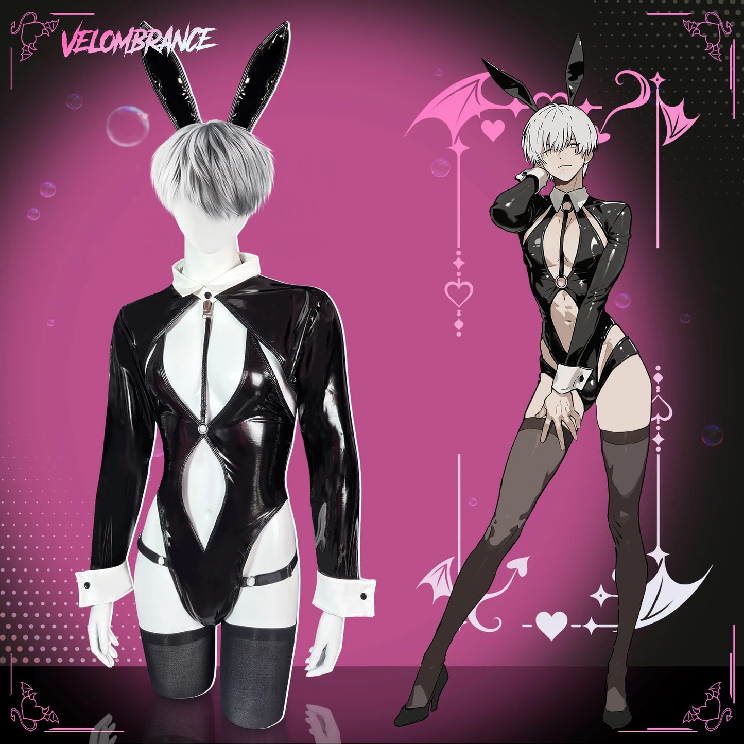 Cosplay Costume — Rabbit in a black uniform (Piece Set) | Bodysuit | Anime/2D Style | Halloween Party | Men's Cosplay Attire