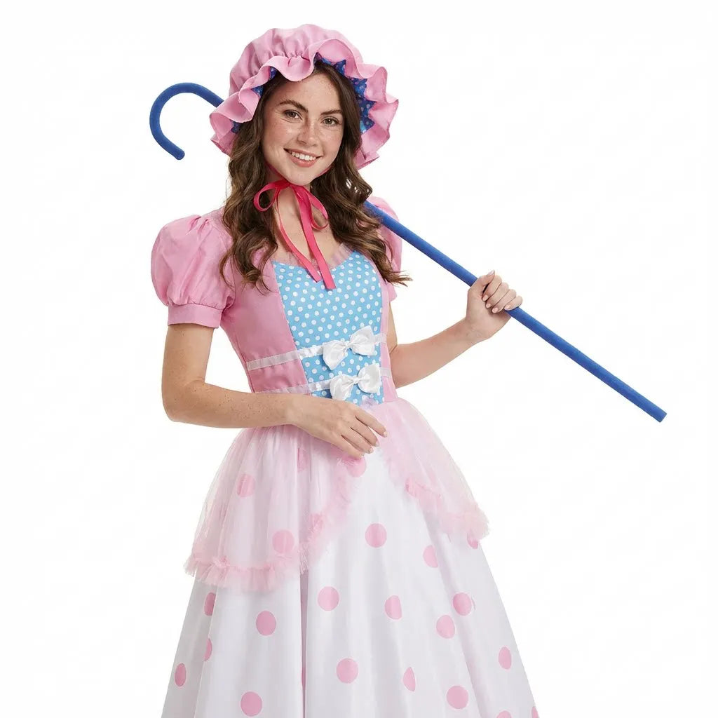 Novedan Bo Peep-Inspired Shepherdess Costume – Adult & Kids' Pink Dress