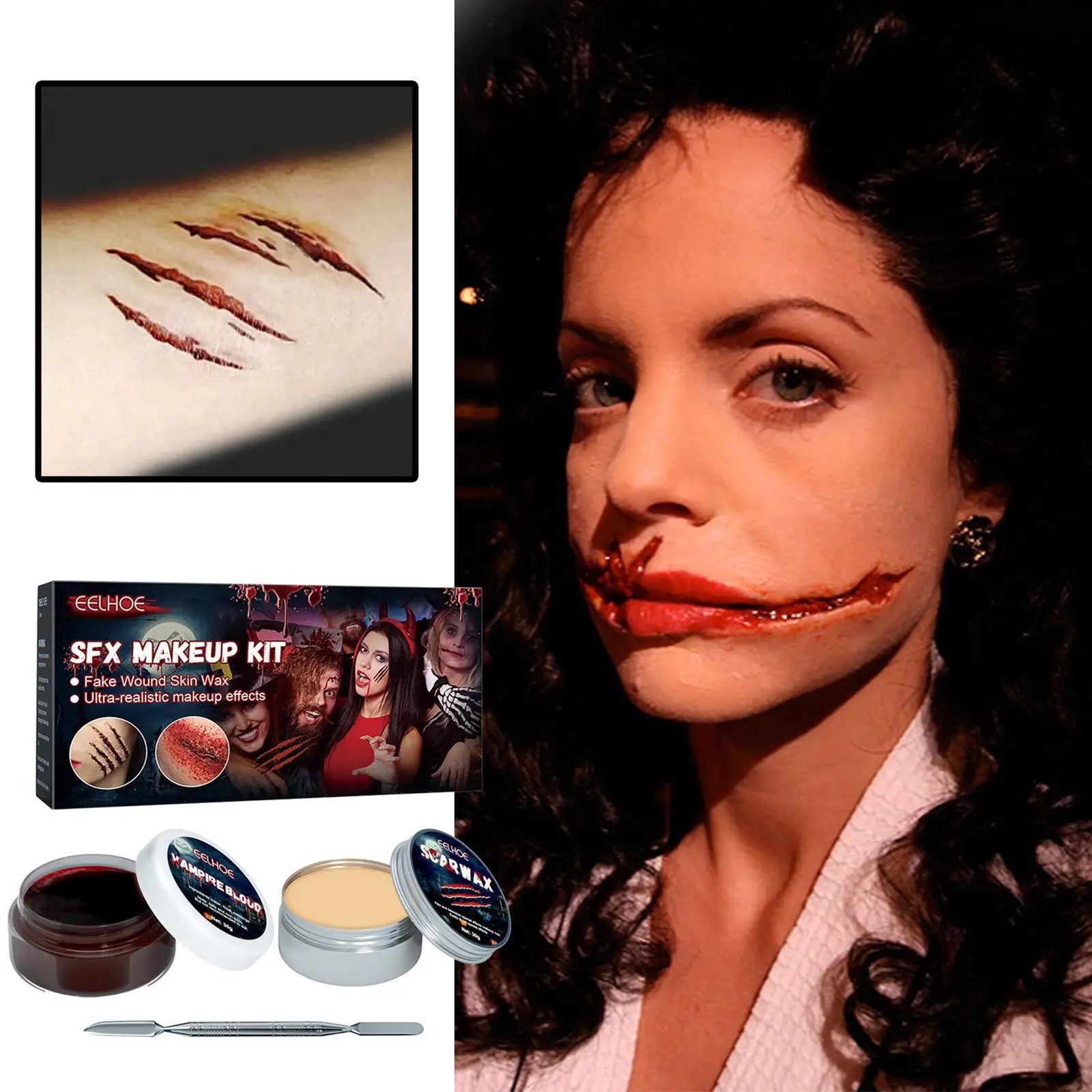 Professional Halloween Makeup Kit Fake Wound Scar Fake Blood Paint Scar Wax Halloween Special Effect Make Up - product image 2