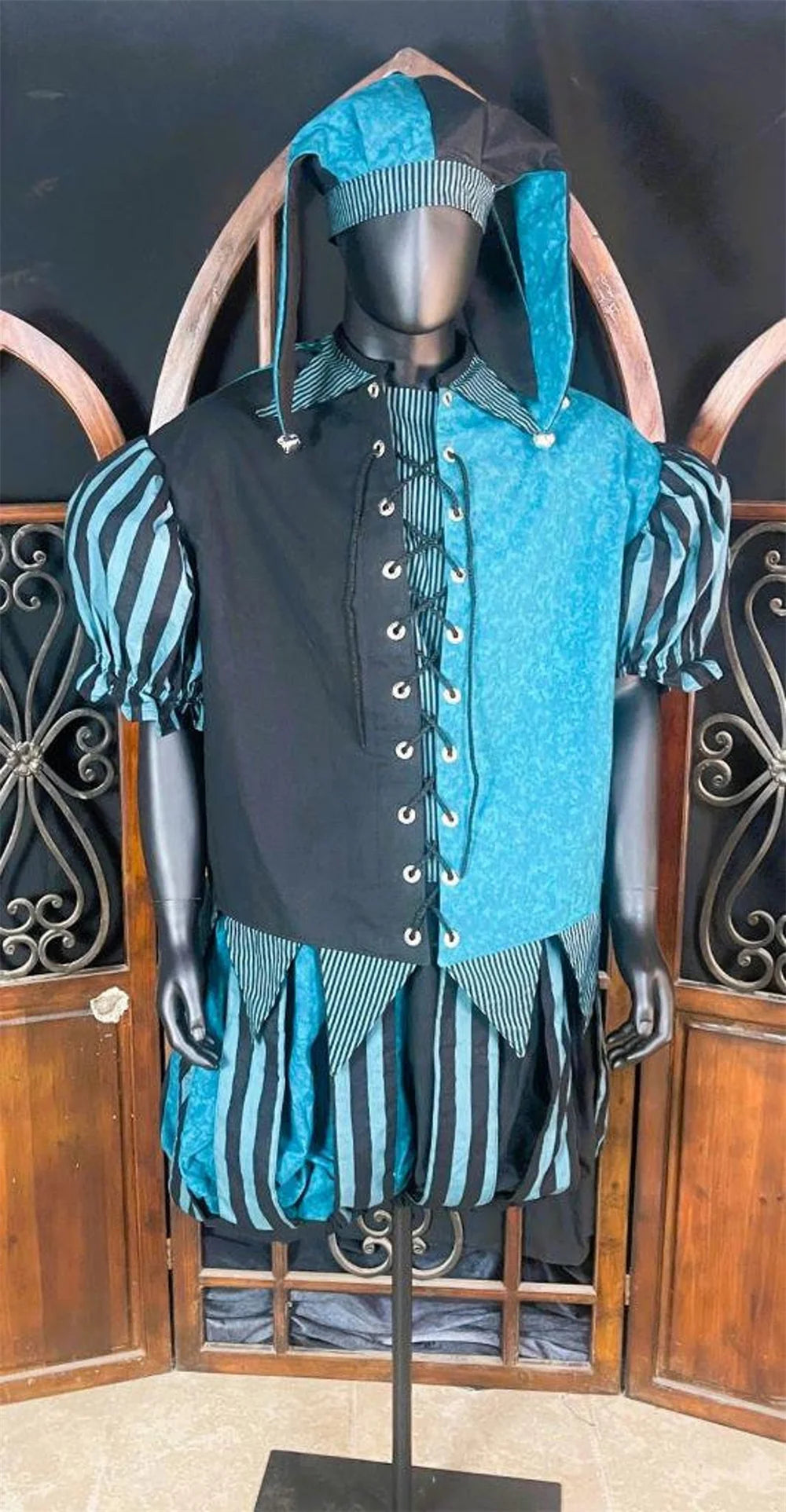 Renaissance Court Jester Costume Suit Medieval Jester Circus Clown Costume Women Men Adult - Color 1 / L