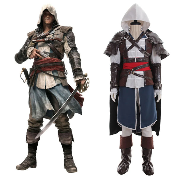 Edward Kenway Costume Men Battle Uniform Suits Full Set Halloween Outfits - L