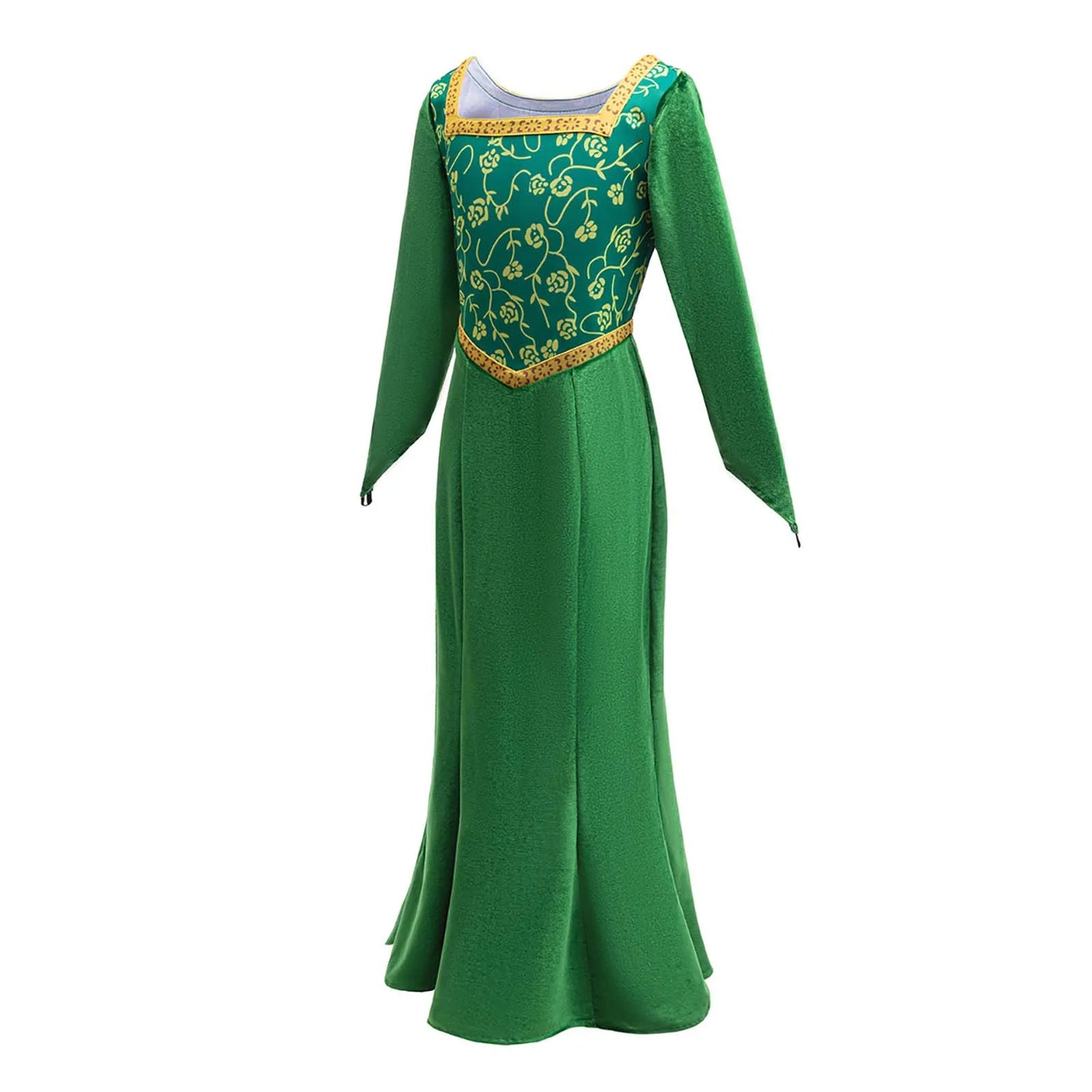 Girls Halloween Cartoon Movie Princess Cosplay Costume Long Sleeve Flower Print Green Dress Gown for Carnival - product image 2