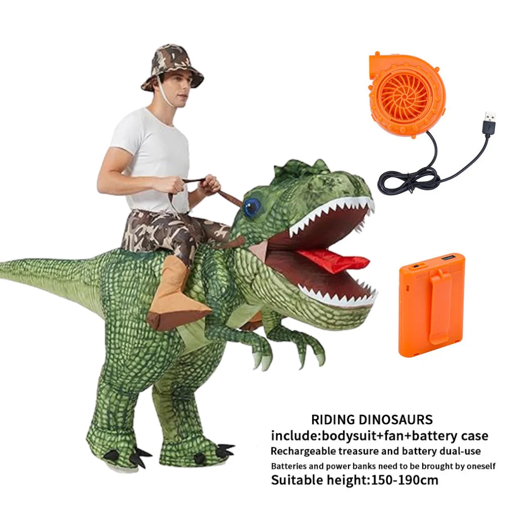 Inflatable Riding T-Rex Costume – Adult & Kids Dinosaur Outfit