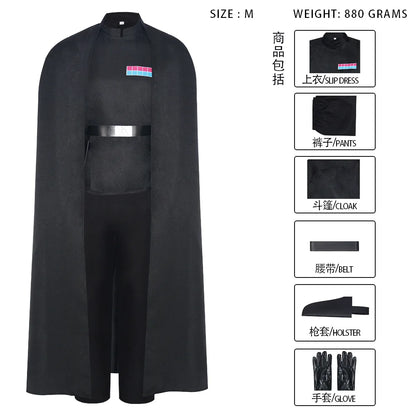 Men Movie Guerre Stellari Imperial Officer Costume for Halloween Rogue Costume Uniform - black / XL