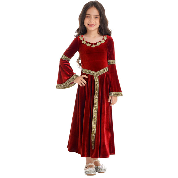 Gothic Medieval Princess Costumes Girls Kids Renaissance Party Vintage Long Dress Ball Gown Halloween - product image 1