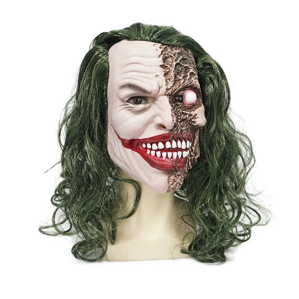 Latex Mask Costume Clown Mask Green Hair Halloween Adult Costume for Garden - View 2