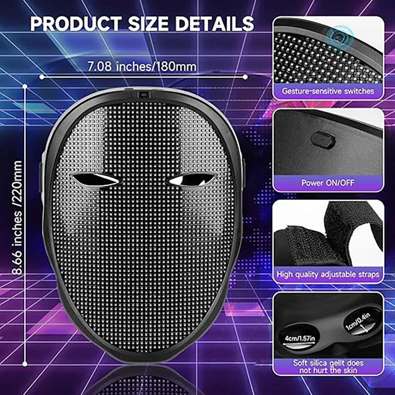 Programmable LED Halloween Mask with Bluetooth App