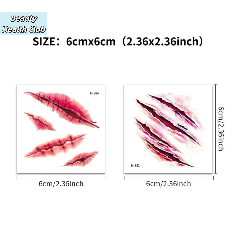 【20Sheets 3D Realistic Scar Tattoos Waterproof Fake Bloody Wound Stickers For Halloween Cosplay Face & Body - product image 6